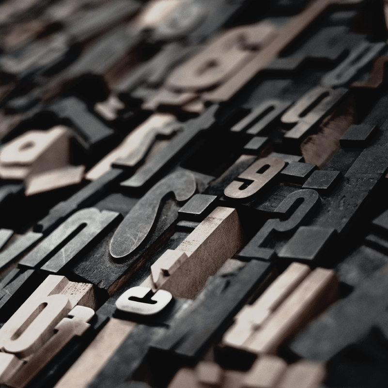 Metallic letters, numbers and symbols